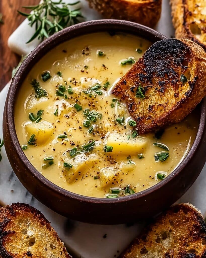 Hearty Cheddar Garlic Herb Potato Soup Recipe
