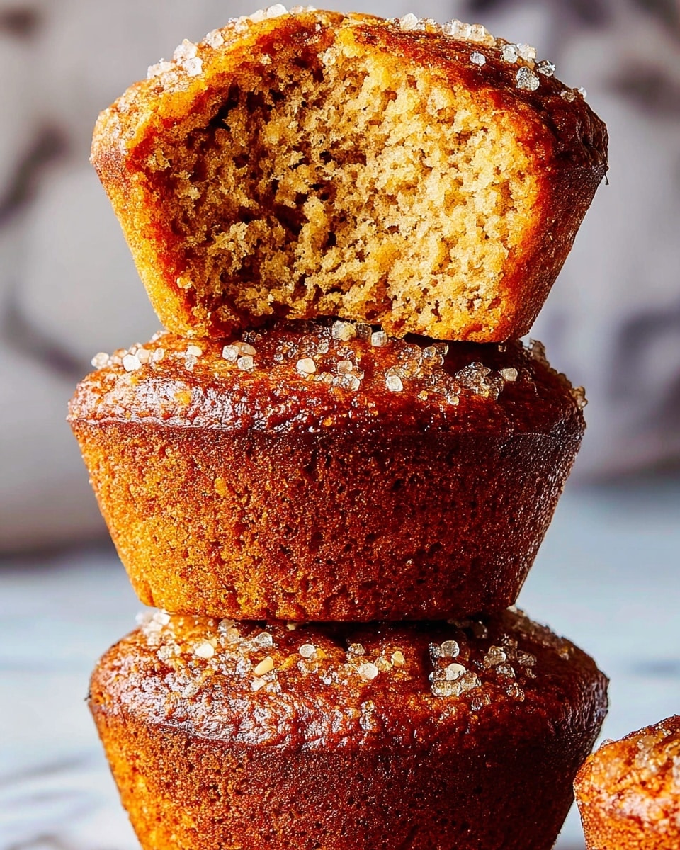 The image shows four muffins with a golden brown top and creamy white swirls mixed into the surface. Each muffin has a slightly textured outer layer that looks soft and moist inside, visible in the muffin with one side wrapper peeled back. The muffins sit on a white marbled surface, with one muffin resting partly on a gold cooling rack above. Some small crumbs are scattered around, adding a natural touch to the scene. The photo taken with an iphone --ar 4:5 --v 7