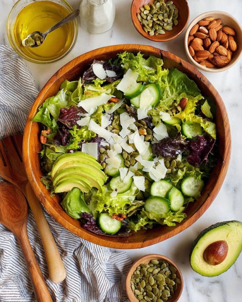Simple Green Salad with Roasted Tamari Almonds and Lemon Vinaigrette Recipe