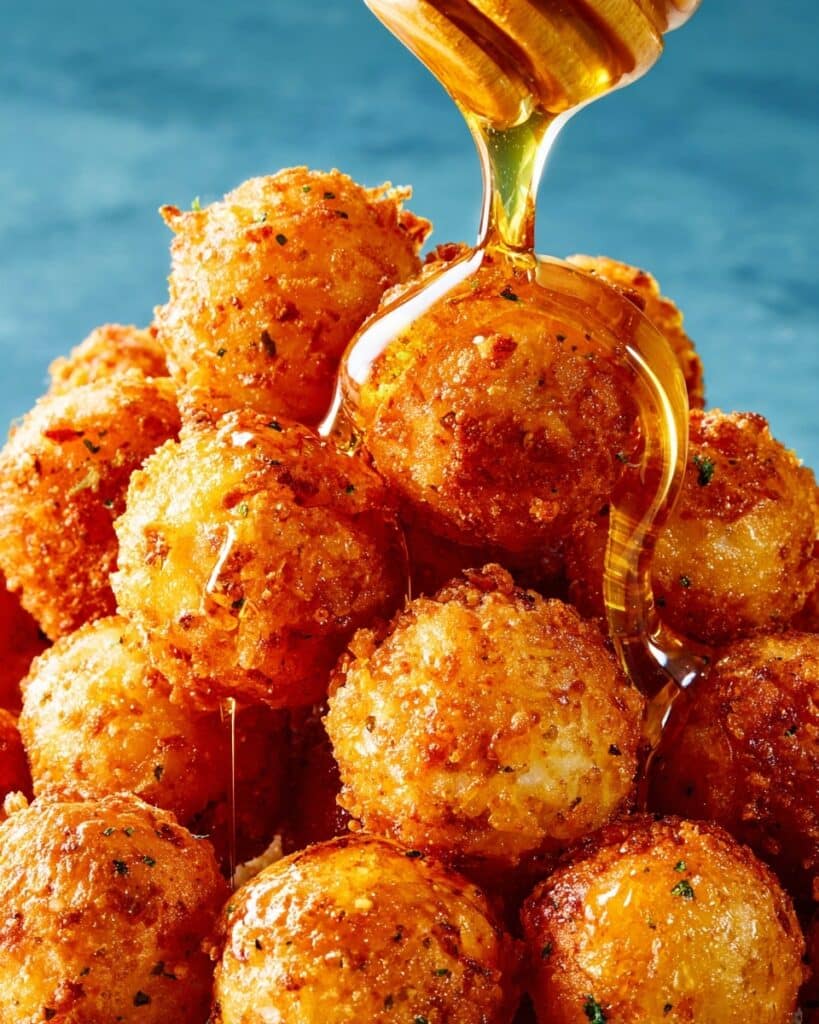 Crispy Sweet Potato Bites with Garlic, Gruyère, and Honey Recipe