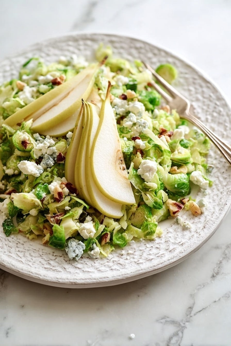 Maple Bacon Brussels, Pear and Blue Cheese Salad Recipe - Recipe Image