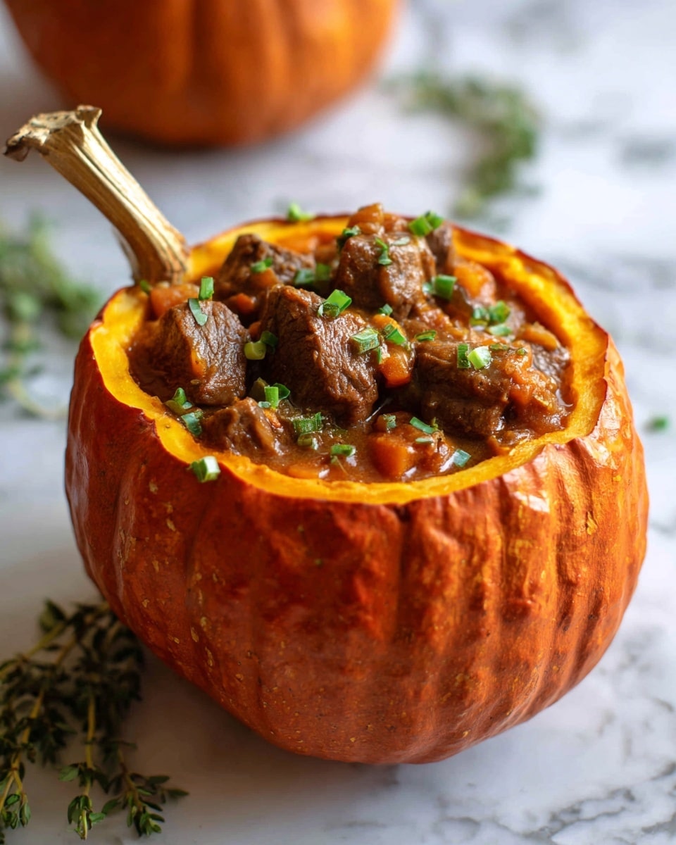 Slow Cooker Pumpkin Beef Stew in Roasted Pumpkins Recipe - Recipe Image