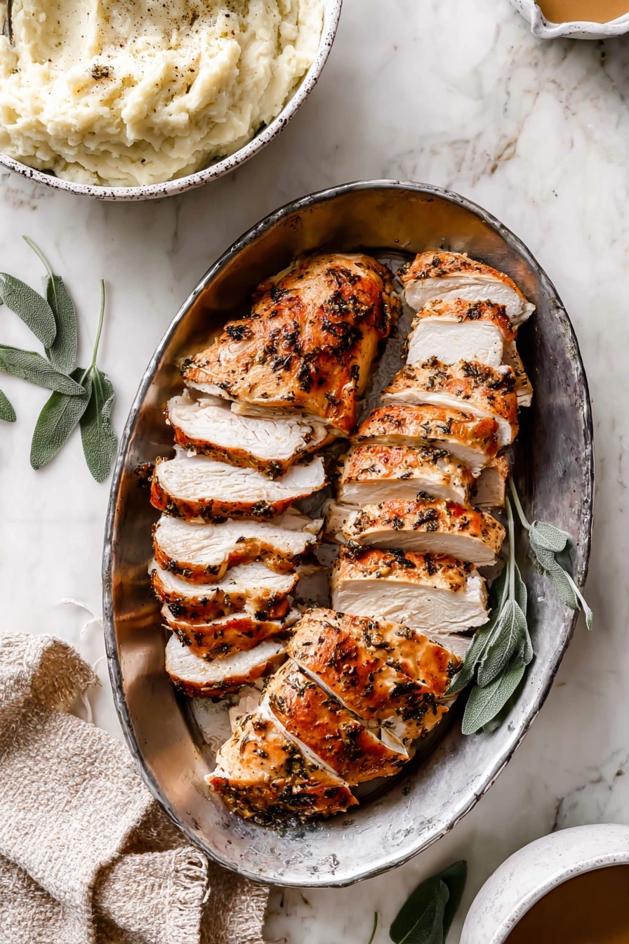 Air Fryer Herb-Seasoned Turkey Breast Recipe - Serving Suggestion