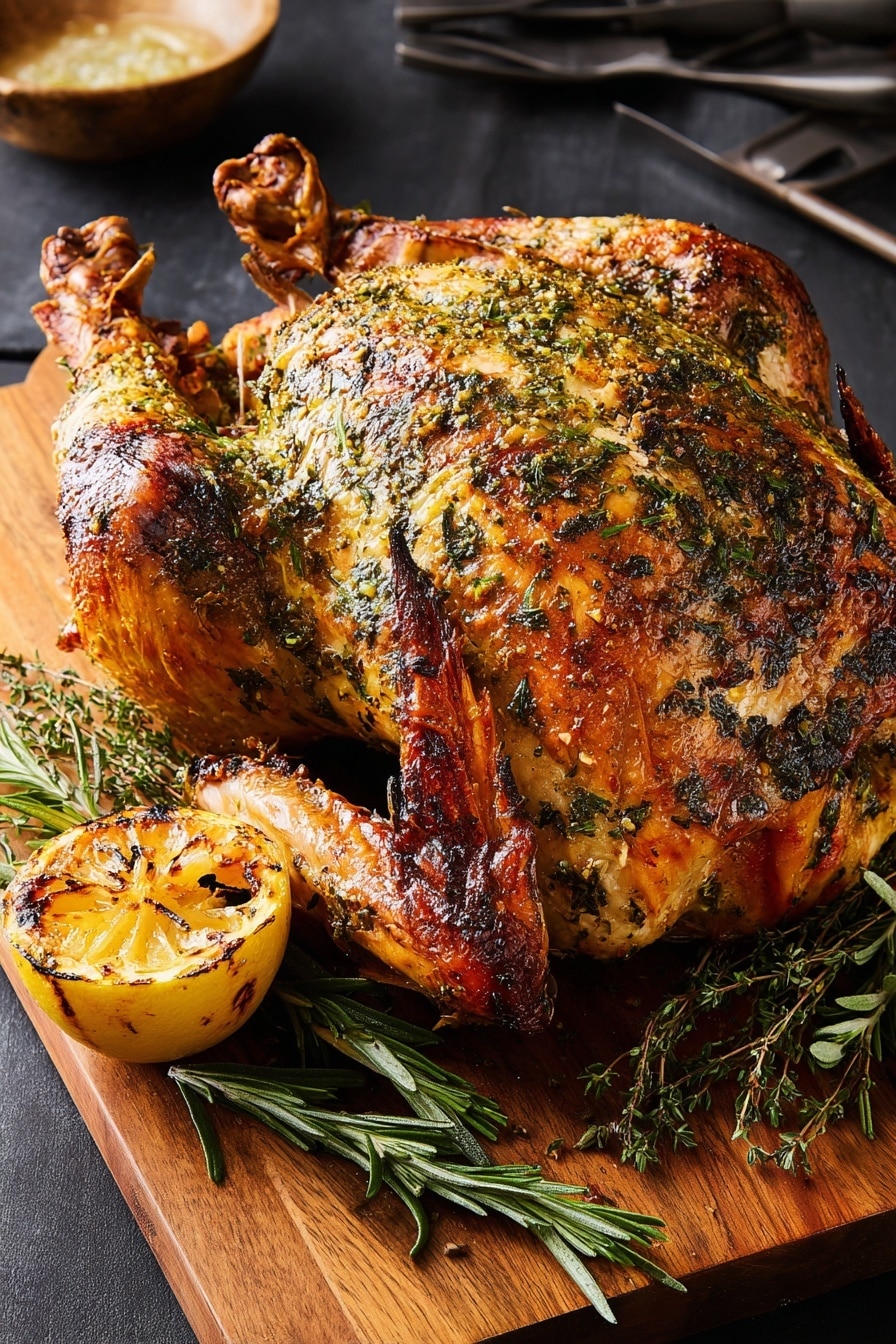 Grilled Herb-Butter Turkey Recipe - Recipe Image