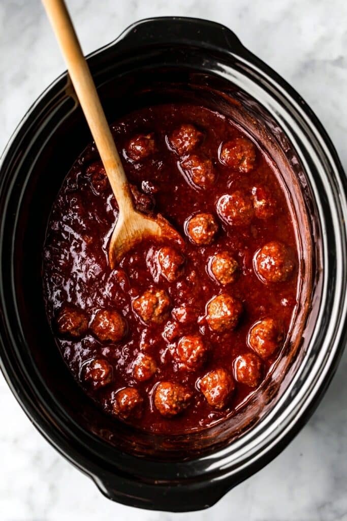 Slow Cooker Sweet & Spicy BBQ Cranberry Turkey Meatballs Recipe