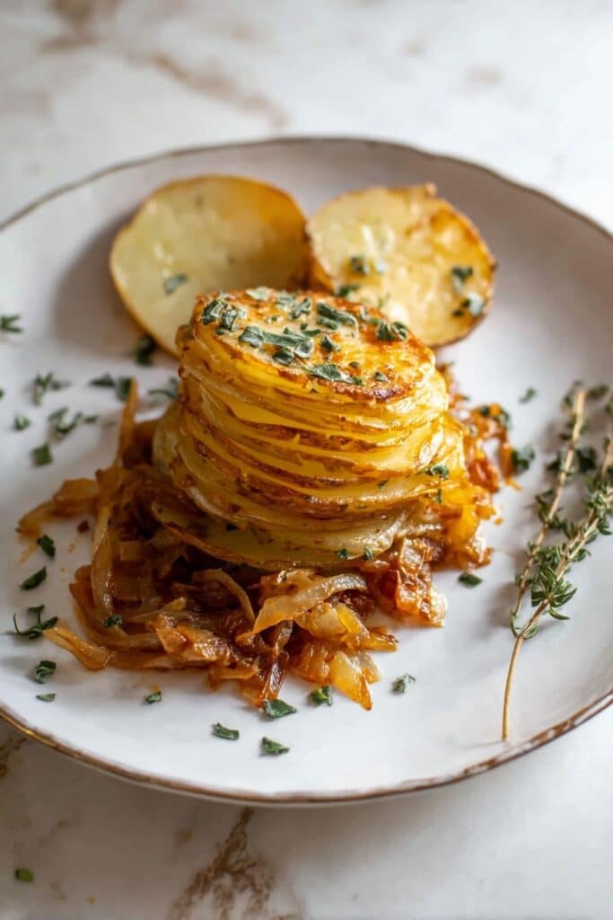 Brown Butter Hasselback Potatoes with Caramelized Onions Recipe