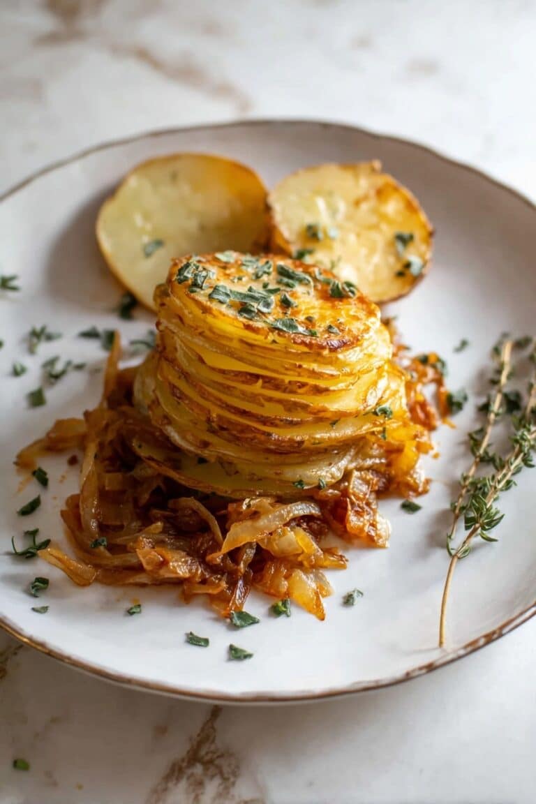 Brown Butter Hasselback Potatoes with Caramelized Onions Recipe