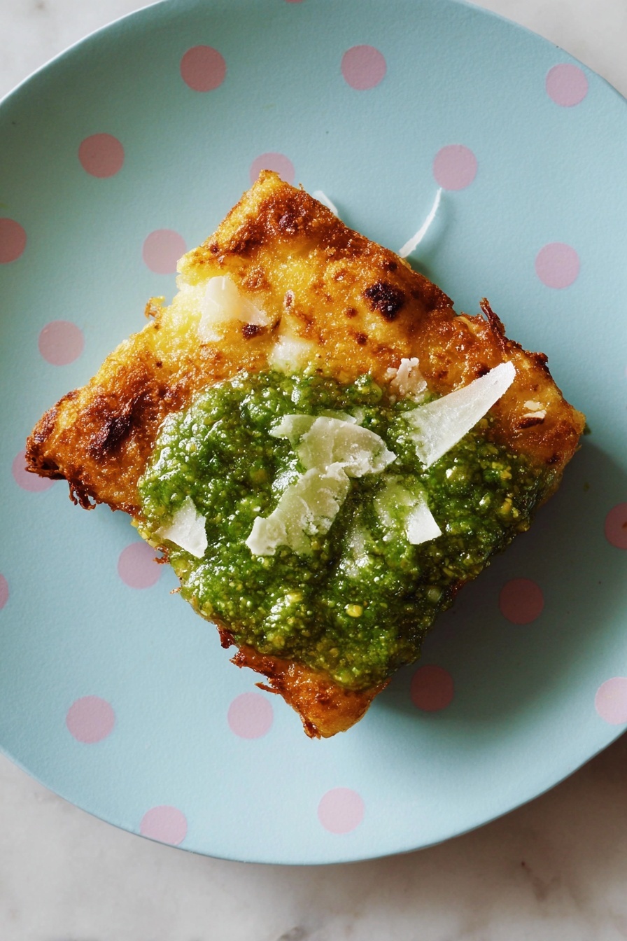 Air Fryer Ravioli, crispy ravioli appetizer, easy air fryer snacks, cheesy ravioli bites, quick ravioli recipes - The image shows a white plate full of golden brown fried ravioli squares with crispy edges, sprinkled with fine white grated cheese. Next to the ravioli, there is a small white bowl filled with thick green pesto sauce. A woman's hand is dipping one ravioli piece halfway into the pesto, showing the texture of the fried dough and the sauce. The plate and bowl sit on a soft light blue surface with small white dots, all under bright lighting that highlights the textures and colors of the food. photo taken with an iphone --ar 2:3 --v 7