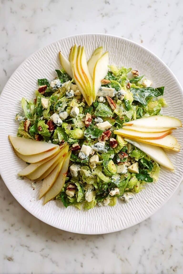 Maple Bacon Brussels, Pear and Blue Cheese Salad Recipe