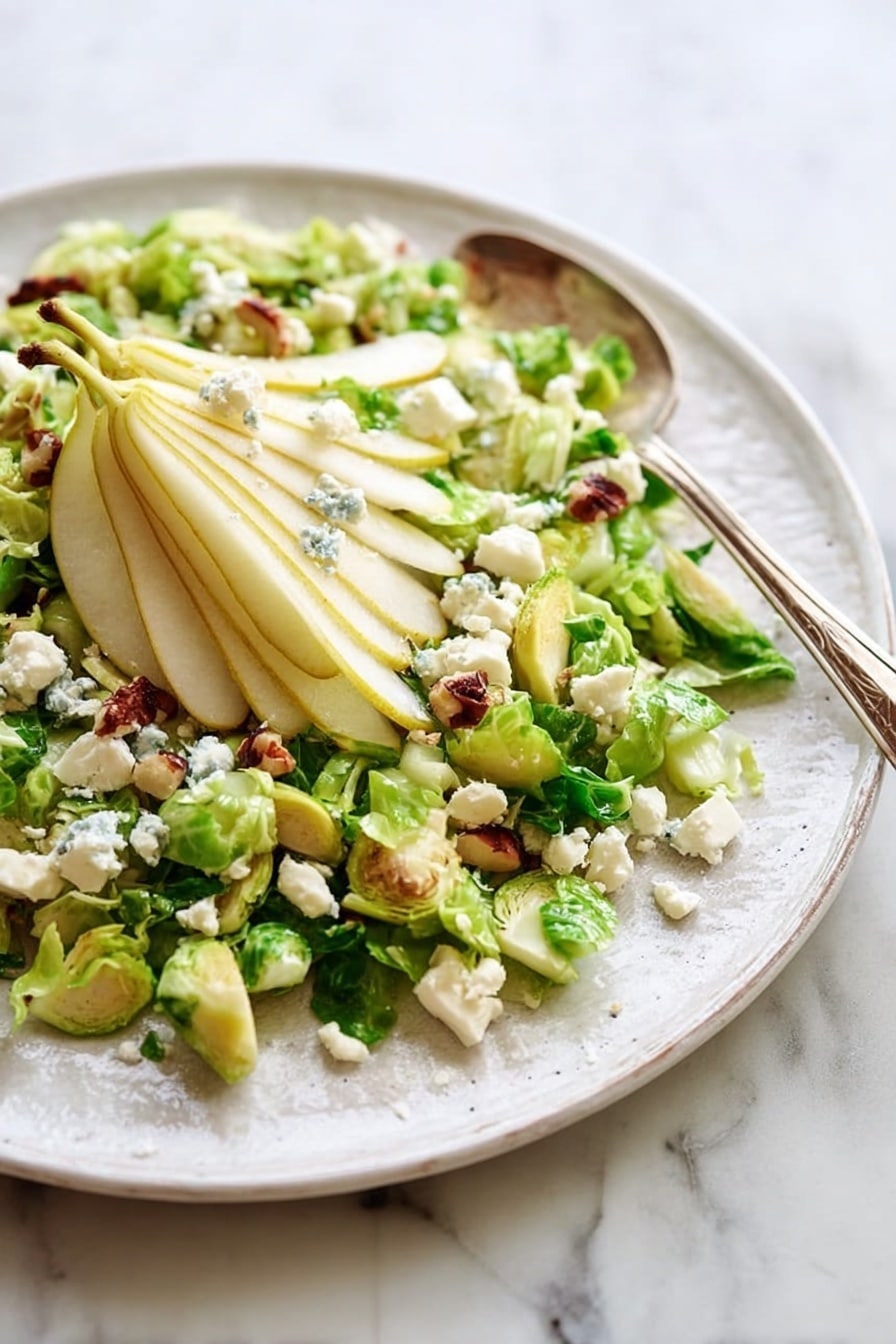 Maple Bacon Brussels, Pear and Blue Cheese Salad Recipe - Recipe Image