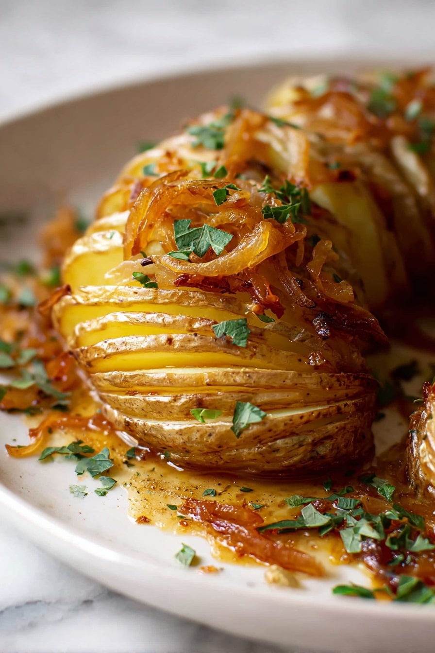 Brown Butter Hasselback Potatoes with Caramelized Onions Recipe - Recipe Step