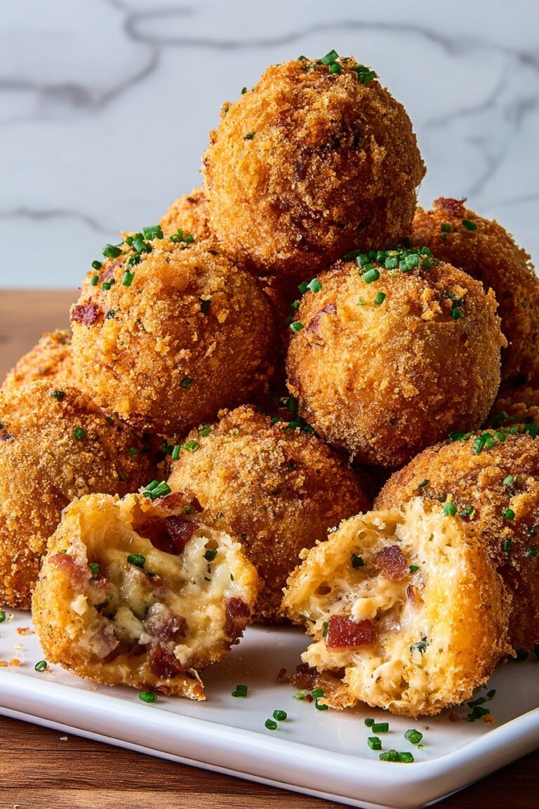 Fried Mashed Potato Balls with Bacon and Cheddar Recipe