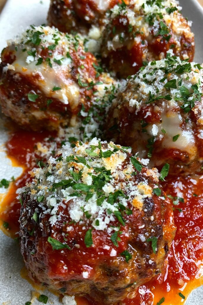Air Fryer Meatballs with Mozzarella and Marinara Recipe