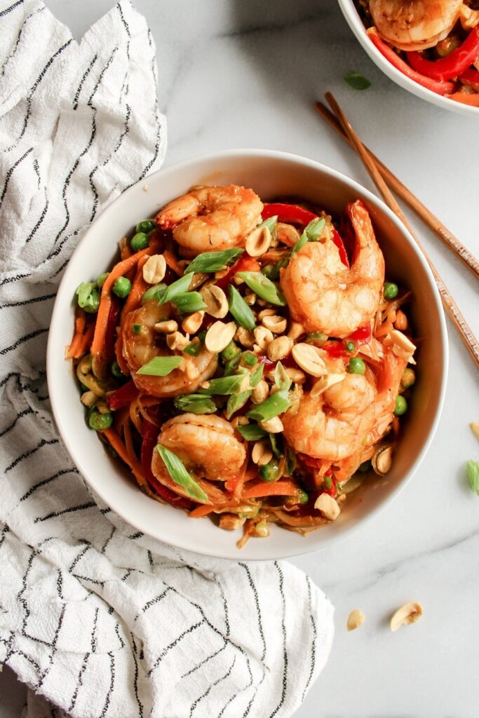Thai Peanut Sauce Noodles with Shrimp Recipe