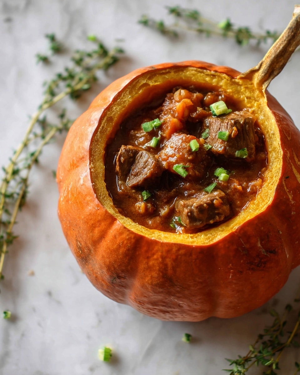 Slow Cooker Pumpkin Beef Stew in Roasted Pumpkins Recipe - Recipe Image