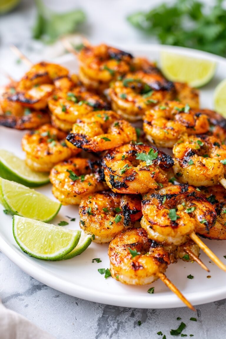 Grilled Garlic Lime Honey Shrimp Skewers Recipe
