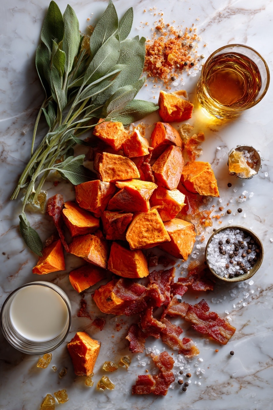 Bourbon Bacon Whipped Sweet Potatoes with Brown Butter and Crispy Sage Recipe - Ingredients