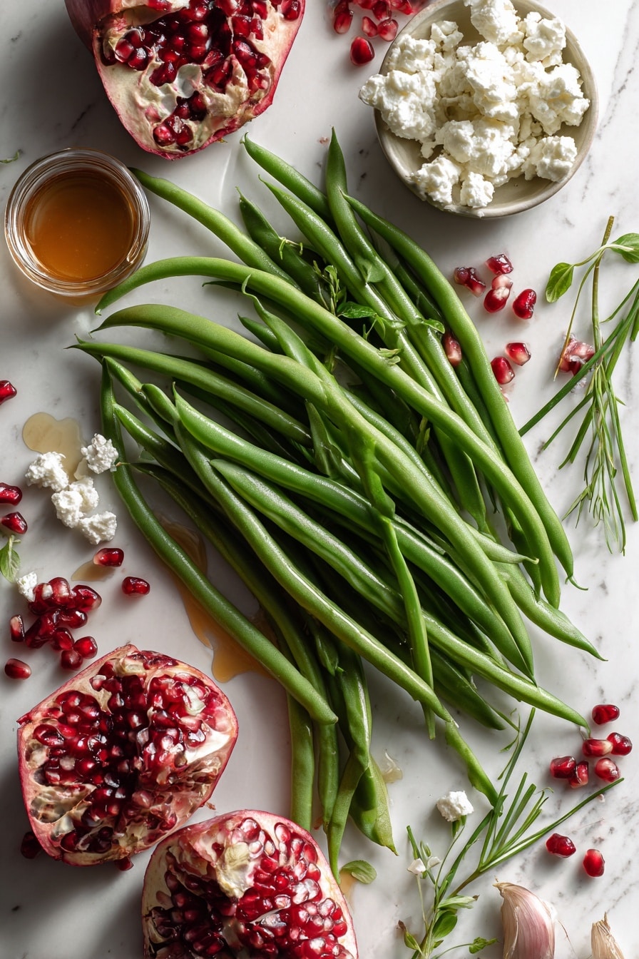 Maple Mustard Green Beans with Pomegranate and Goat Cheese Recipe - Ingredients